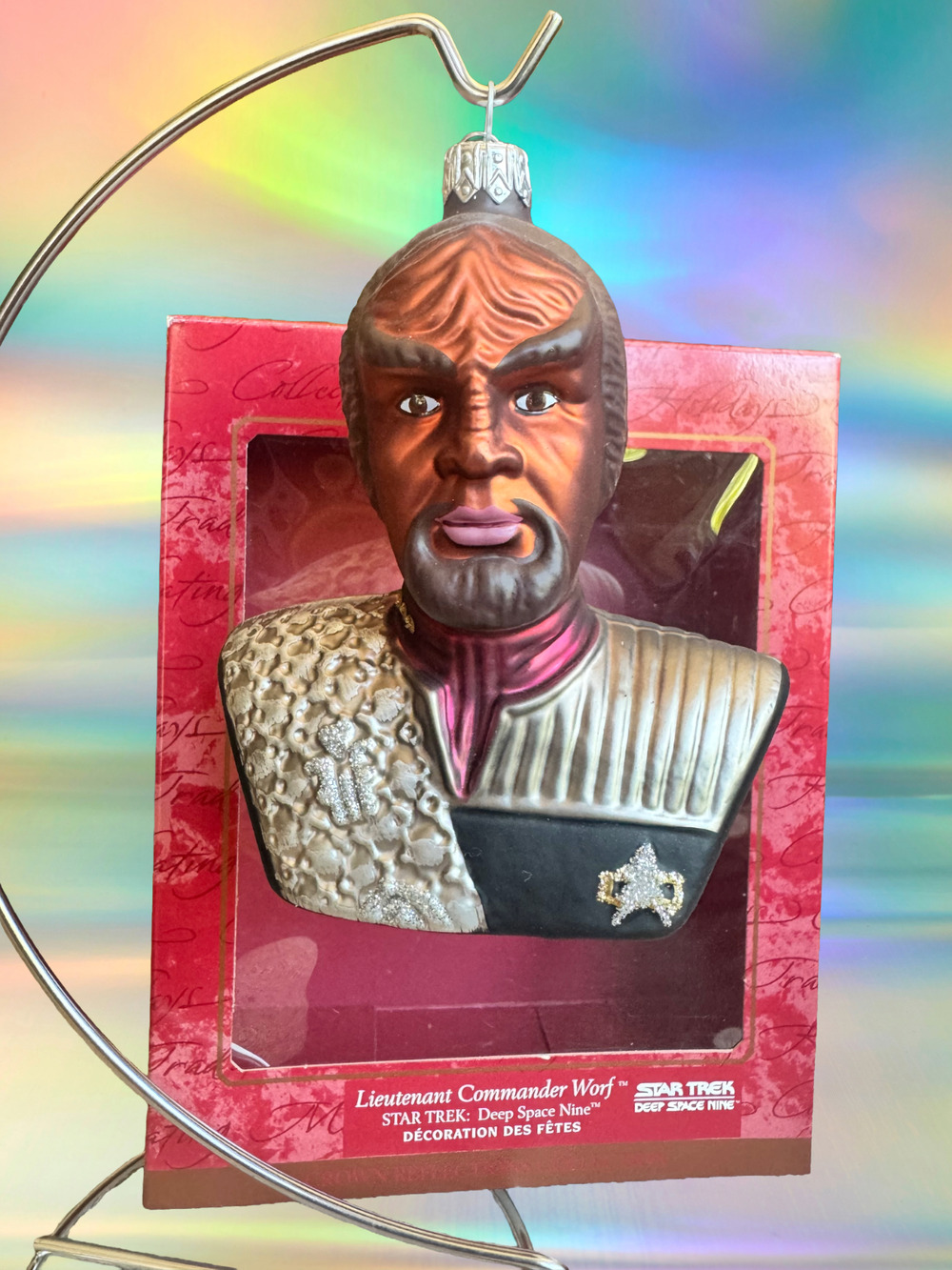 Vintage Hallmark Keepsake 2000 Star Trek DS9 Worf Germany Blown Glass Ornament